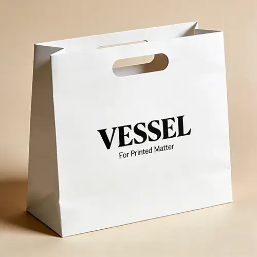 Die cut handle white cardboard bags