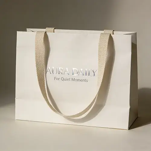 kraft paper shopping bags with ribbon handle